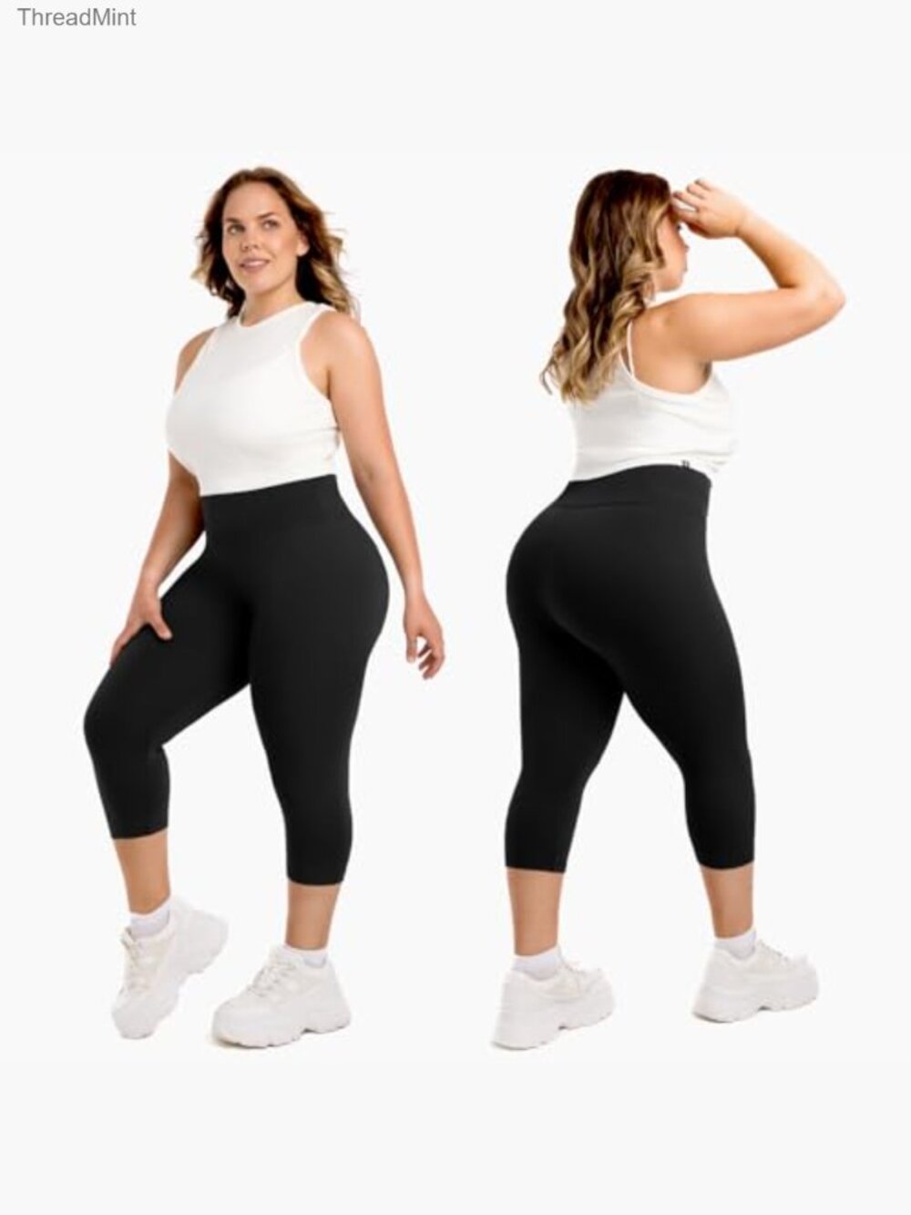 Buttery Soft Plus Size Capri Leggings Yoga Workout Capris - Picture 2 of 6
